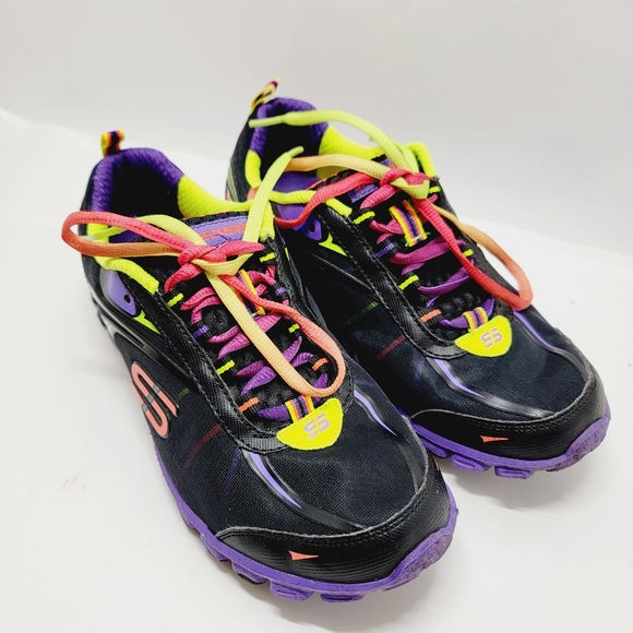Skechers Flex Womens Size 7.5 Neon Colorful Mesh Running Athletic Shoes Sneakers - Picture 2 of 9
